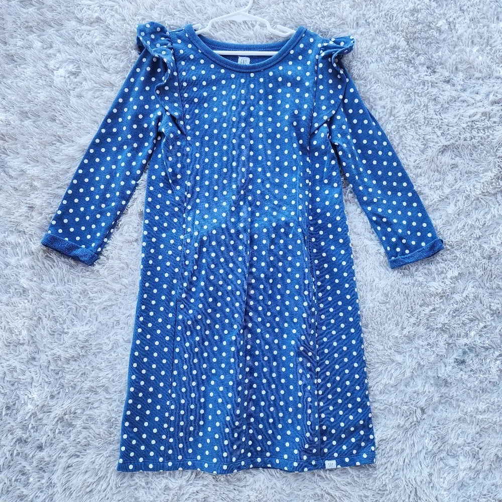 Gaps Kids Cascade Ruffle‎ Blue Polka Dot Dress